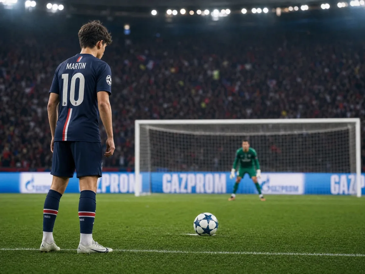 Jeune footballeur face au but avant un penalty